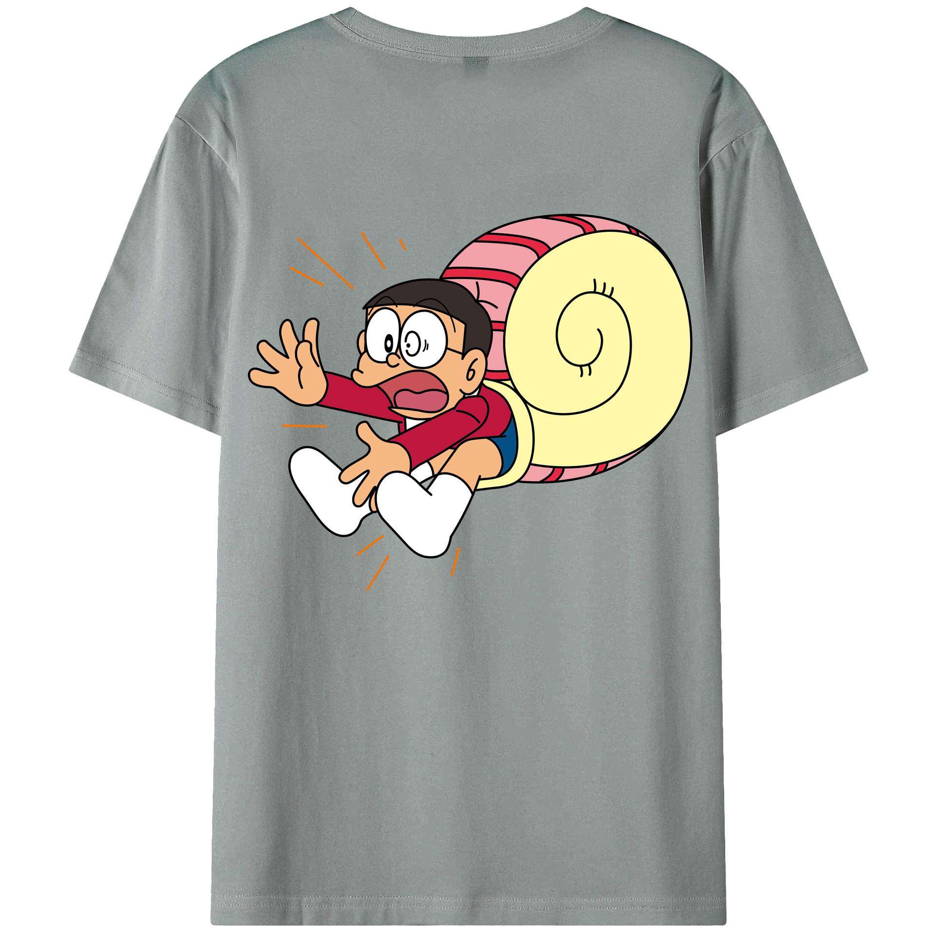 （画像用） ドラえもん 野比 のび太 Doraemon Nobita Nobi 綿100％ メンズ半袖Tシャツ（バックプリント） 通気性